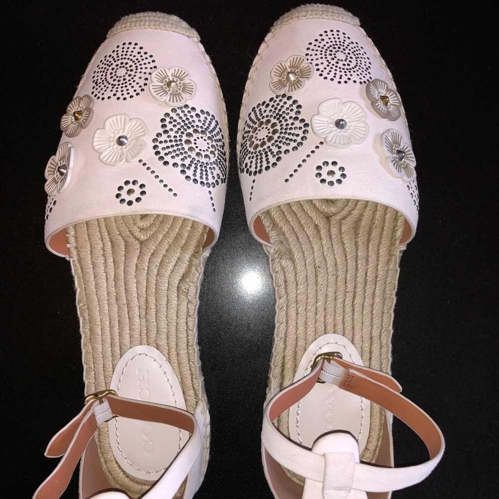 Coach ankle strap Astor Tea Rose rivet espadrilles
